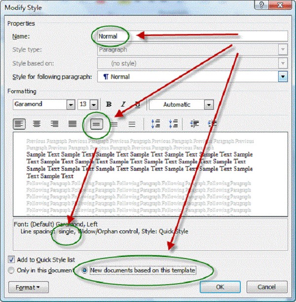 تغییر فونت پیش فرض ورد 2007 2010 2013 2016