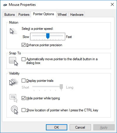 تنظیمات موس