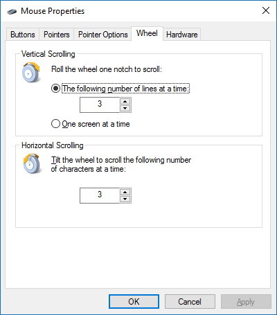 تنظیمات موس